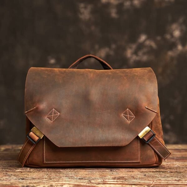Vintage Leather Laptop Messenger Bag - Image 3