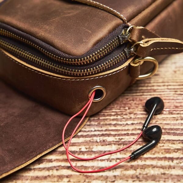 Vintage Leather Fanny Pack | Leather Mini Shoulder Bag - Image 11