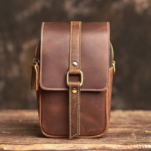 Vintage Leather Fanny Pack | Leather Mini Shoulder Bag - Image 2