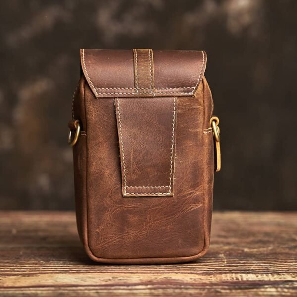Vintage Leather Fanny Pack | Leather Mini Shoulder Bag - Image 4