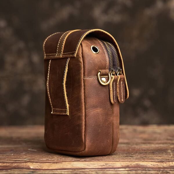 Vintage Leather Fanny Pack | Leather Mini Shoulder Bag - Image 5