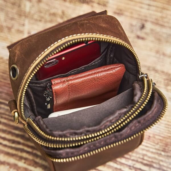 Vintage Leather Fanny Pack | Leather Mini Shoulder Bag - Image 15