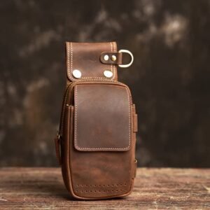 Vintage Leather Fanny Pack | With Flip-Top Cover