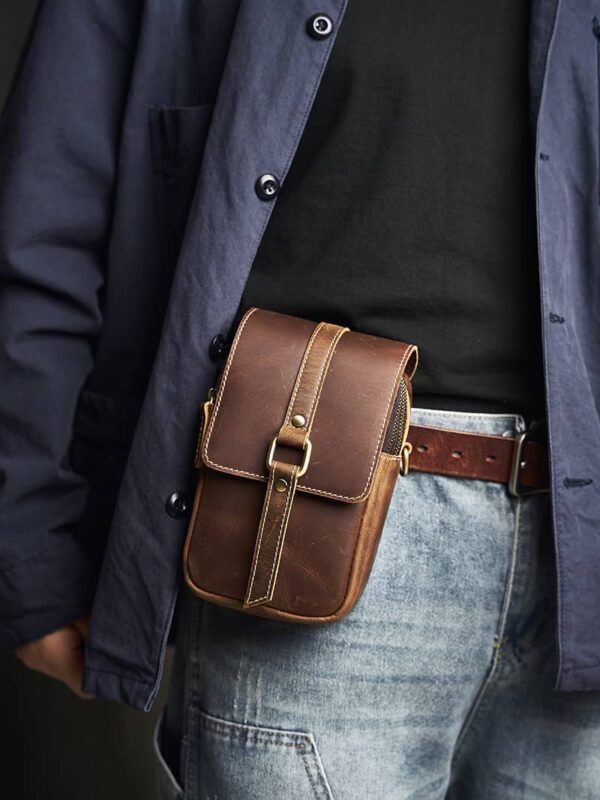 Vintage Leather Fanny Pack | Leather Mini Shoulder Bag - Image 7
