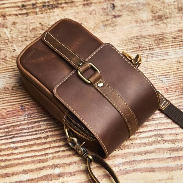Vintage Leather Fanny Pack | Leather Mini Shoulder Bag - Image 10