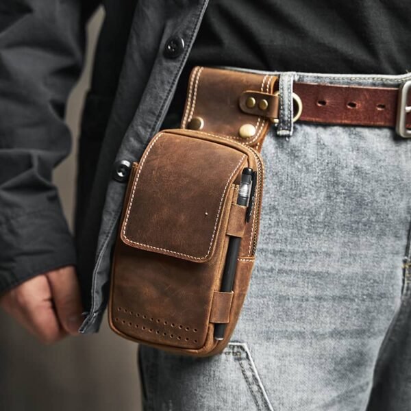 Vintage Leather Fanny Pack | With Flip-Top Cover - Image 6