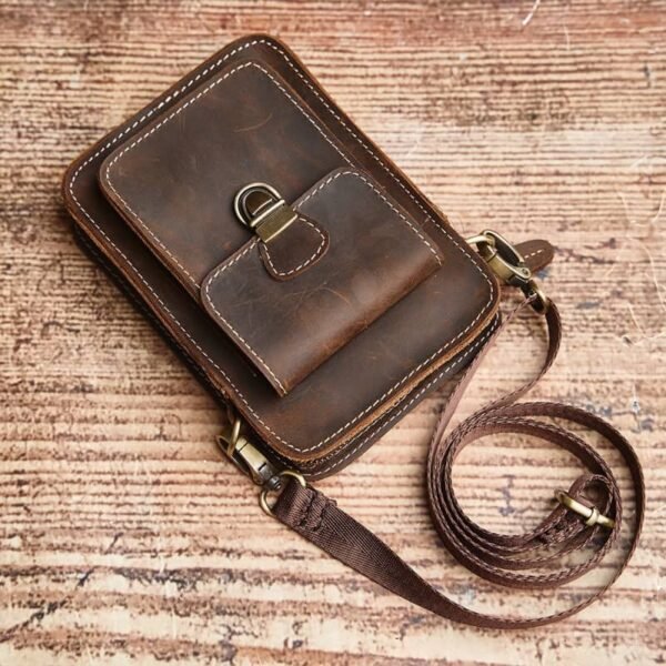 Vintage Leather Fanny Pack | Small Leather Shoulder Bag Supplier - Image 3