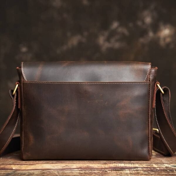 Vintage Leather Messenger Bag | Handmade Leather Shoulder Bag - Image 4