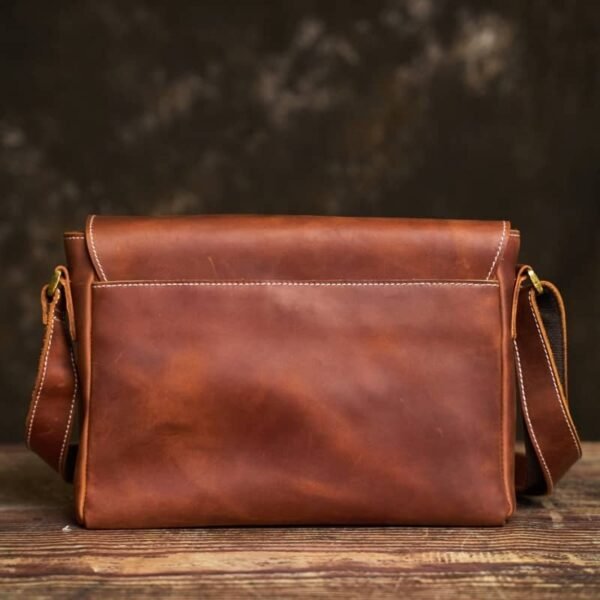 Vintage Leather Messenger Bag | Handmade Leather Shoulder Bag - Image 16