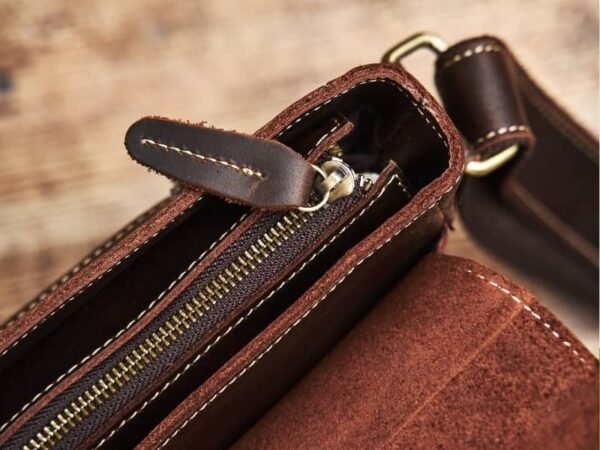 Vintage Leather Messenger Bag | Handmade Leather Shoulder Bag - Image 12