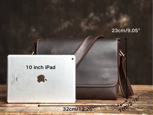 Vintage Leather Messenger Bag | Handmade Leather Shoulder Bag - Image 6