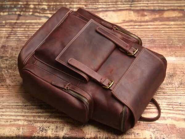 Vintage Large Leather Backpack - Image 8