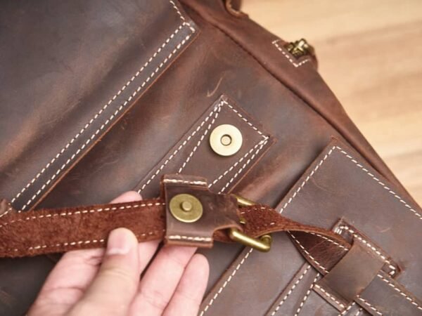 Vintage Large Leather Backpack | Flip-Top backpack - Image 15