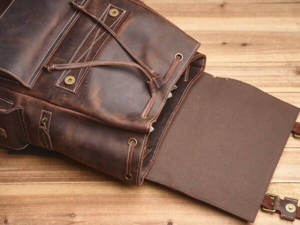 Vintage Large Leather Backpack | Flip-Top backpack - Image 14