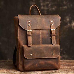 Vintage Leather Backpack | With Flip-Top Cover