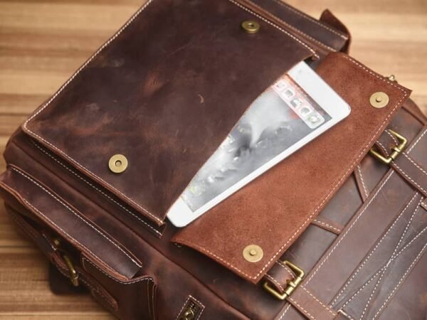 Vintage Large Leather Backpack | Flip-Top backpack - Image 13