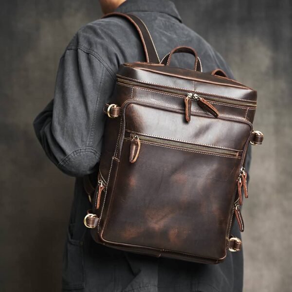 Vintage Leather Backpack for Laptop - Image 6