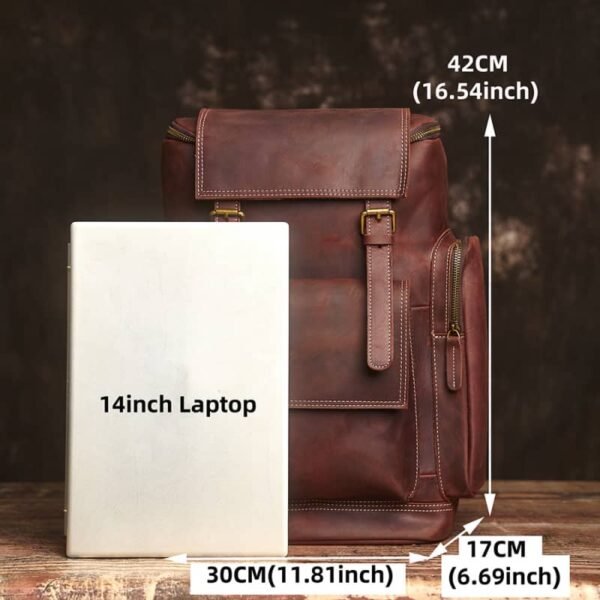 Vintage Large Leather Backpack - Image 9