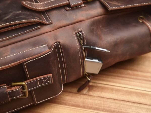 Vintage Large Leather Backpack | Flip-Top backpack - Image 12