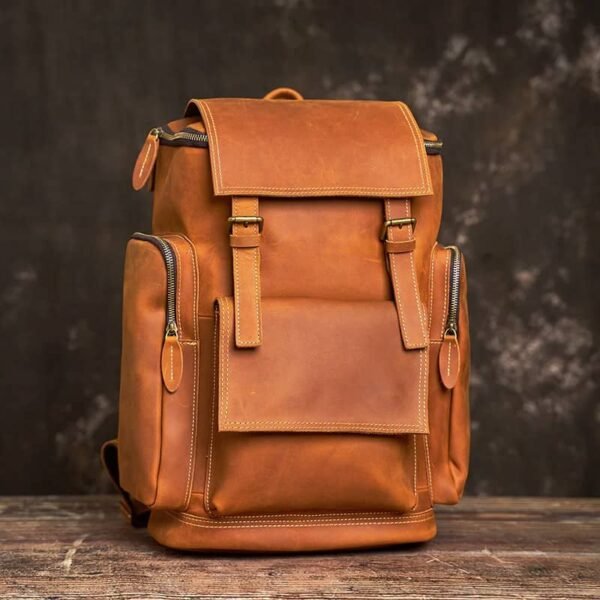 Vintage Large Leather Backpack - Image 16