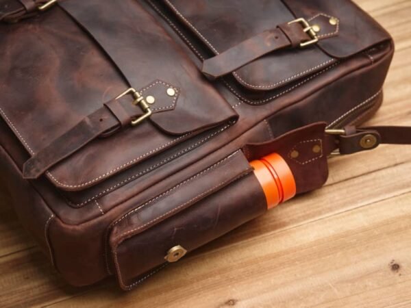 Vintage Large Leather Backpack | Handmade Leather Backpack - Image 12