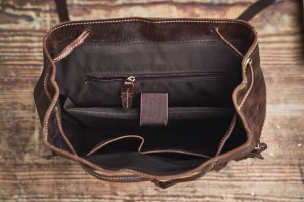 Vintage Large Leather Backpack | Flip-Top backpack - Image 16