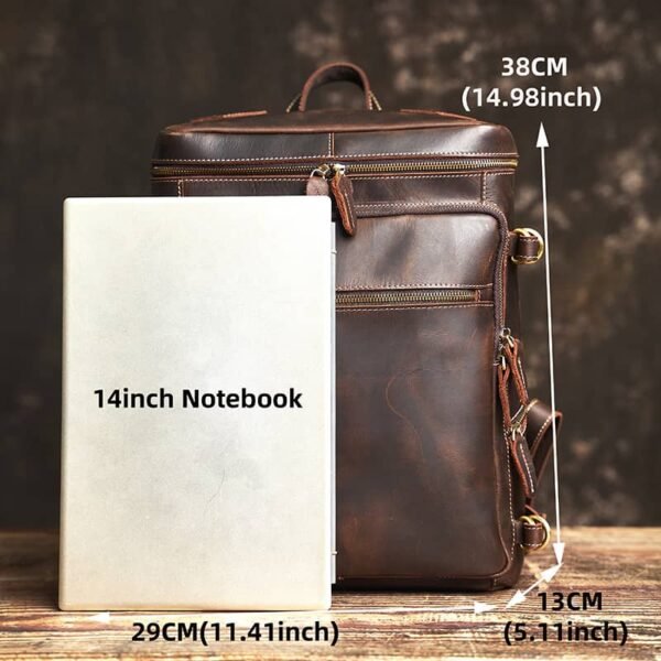 Vintage Leather Backpack for Laptop - Image 7