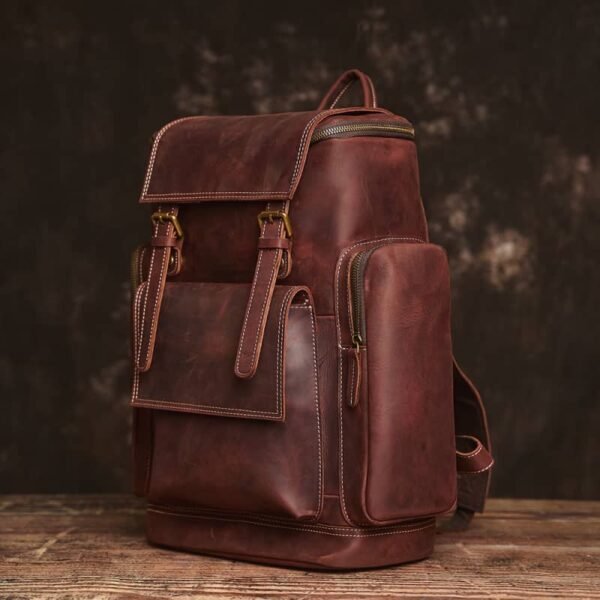 Vintage Large Leather Backpack - Image 6