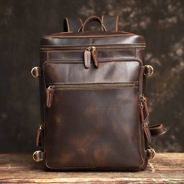 Vintage Leather Backpack for Laptop - Image 3