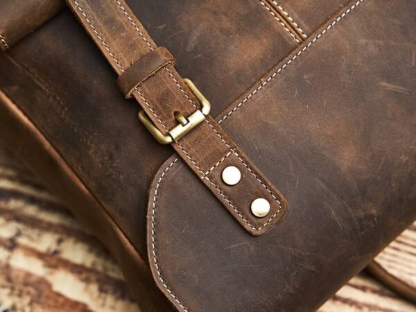 Vintage Leather Backpack | With Flip-Top Cover - Image 12