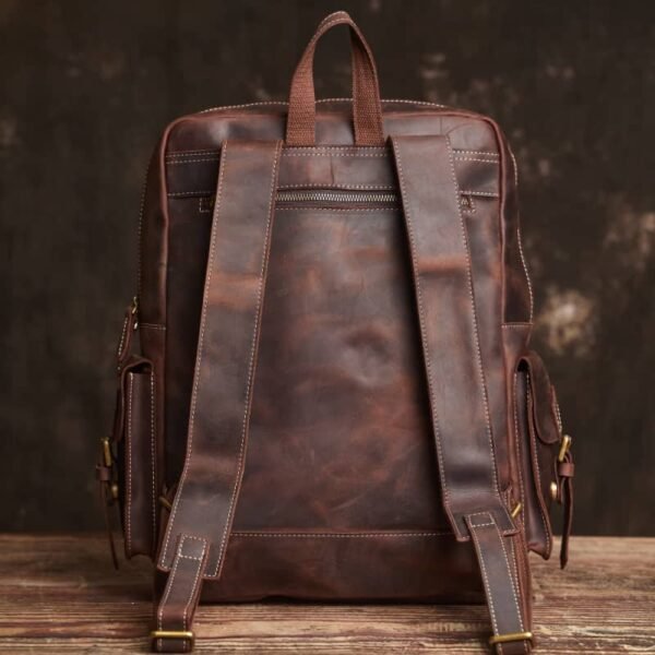 Vintage Large Leather Backpack | Handmade Leather Backpack - Image 5