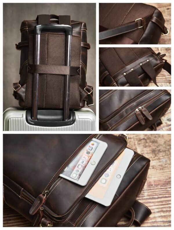 Vintage Leather Backpack for Laptop - Image 10