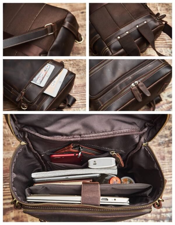 Vintage Leather Backpack for Laptop - Image 9