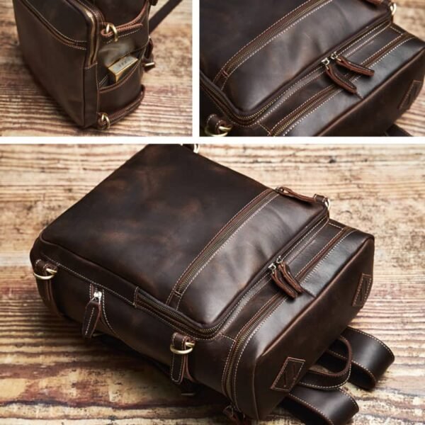 Vintage Leather Backpack for Laptop - Image 8