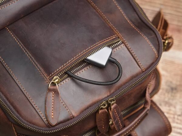 Vintage Leather Double Backpack | Trolley Case Fixing Strap - Image 17