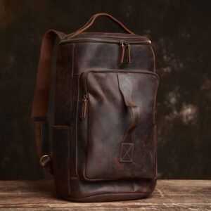 Vintage Genuine Leather Cylindrical Backpack