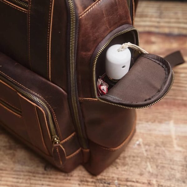 Vintage Leather Double Backpack | Trolley Case Fixing Strap - Image 15