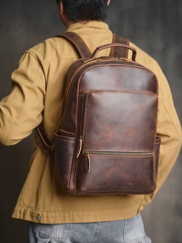 Handmade Men Leather Backpack | Vintage Classic Backpack - Image 6