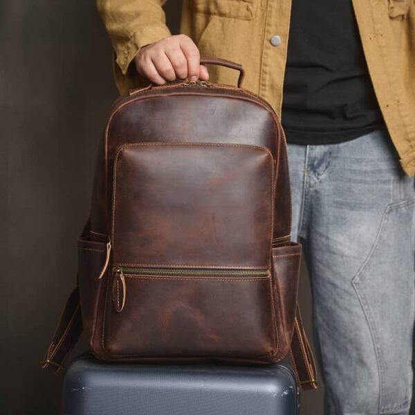 Handmade Men Leather Backpack | Vintage Classic Backpack - Image 8