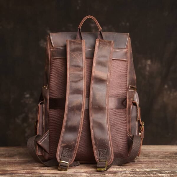 Vintage Large Leather Backpack | Flip-Top backpack - Image 6