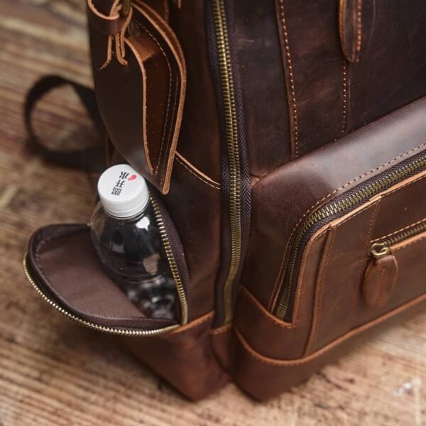 Vintage Leather Double Backpack | Trolley Case Fixing Strap - Image 14