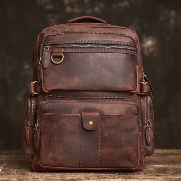 Vintage Leather Backpack Laptop for Men | Classic Backpack - Image 3