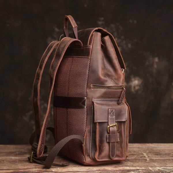 Vintage Large Leather Backpack | Flip-Top backpack - Image 5