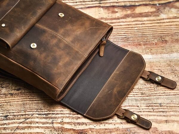 Vintage Leather Backpack | With Flip-Top Cover - Image 10