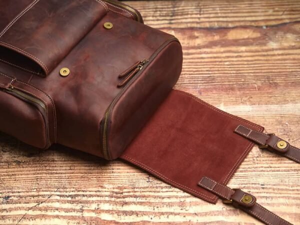 Vintage Large Leather Backpack - Image 10