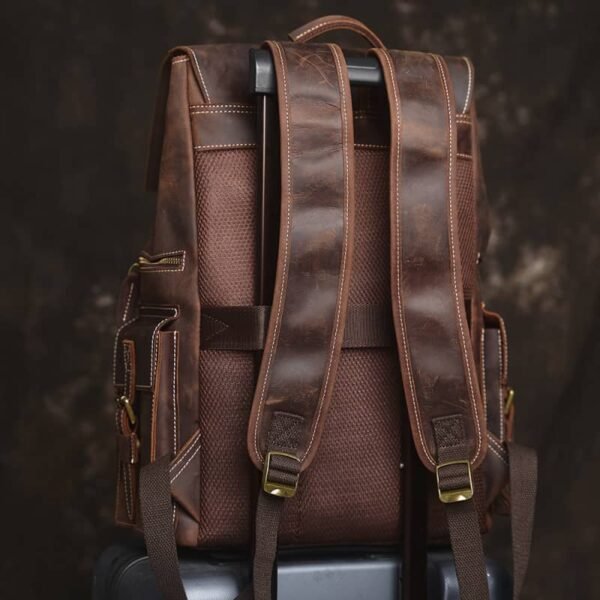 Vintage Large Leather Backpack | Flip-Top backpack - Image 7