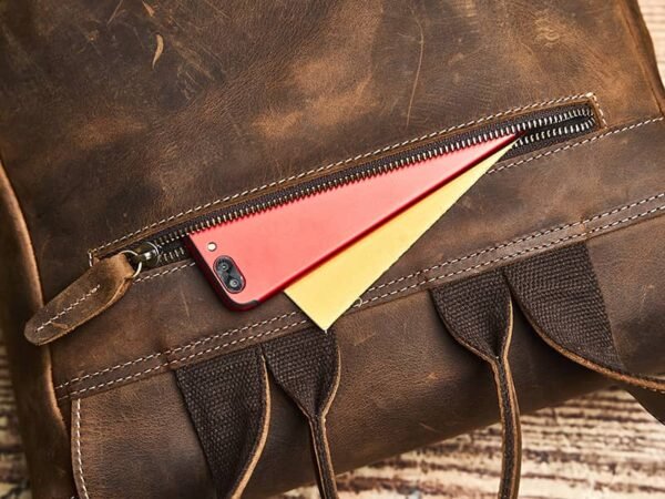 Vintage Leather Backpack | With Flip-Top Cover - Image 15