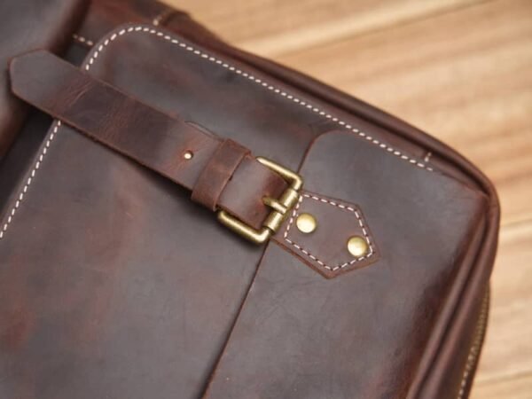 Vintage Large Leather Backpack | Handmade Leather Backpack - Image 11
