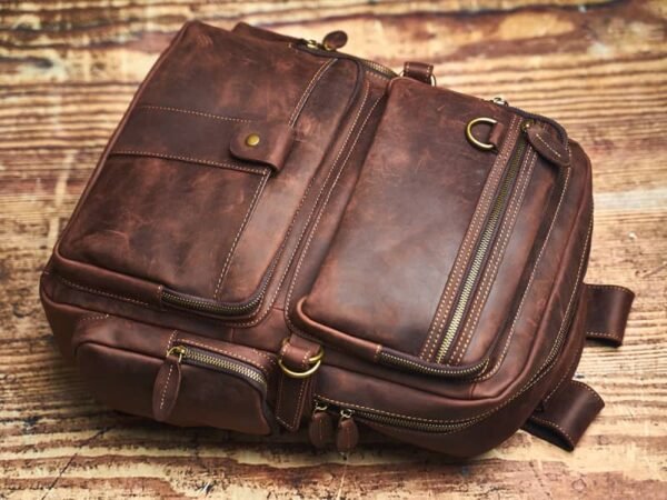 Vintage Leather Backpack Laptop for Men | Classic Backpack - Image 4