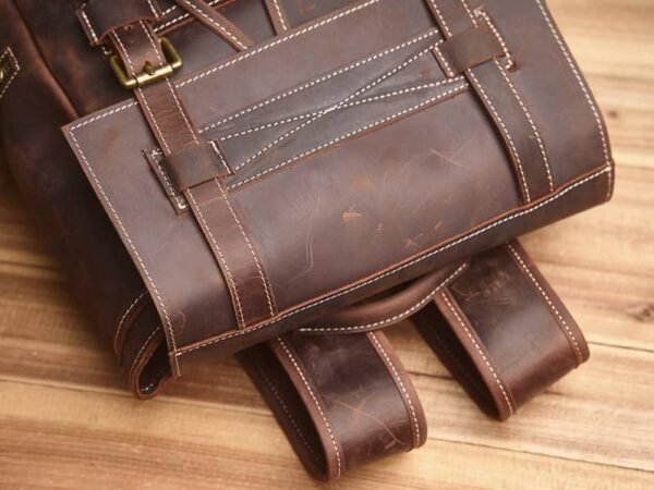 Vintage Large Leather Backpack | Flip-Top backpack - Image 10